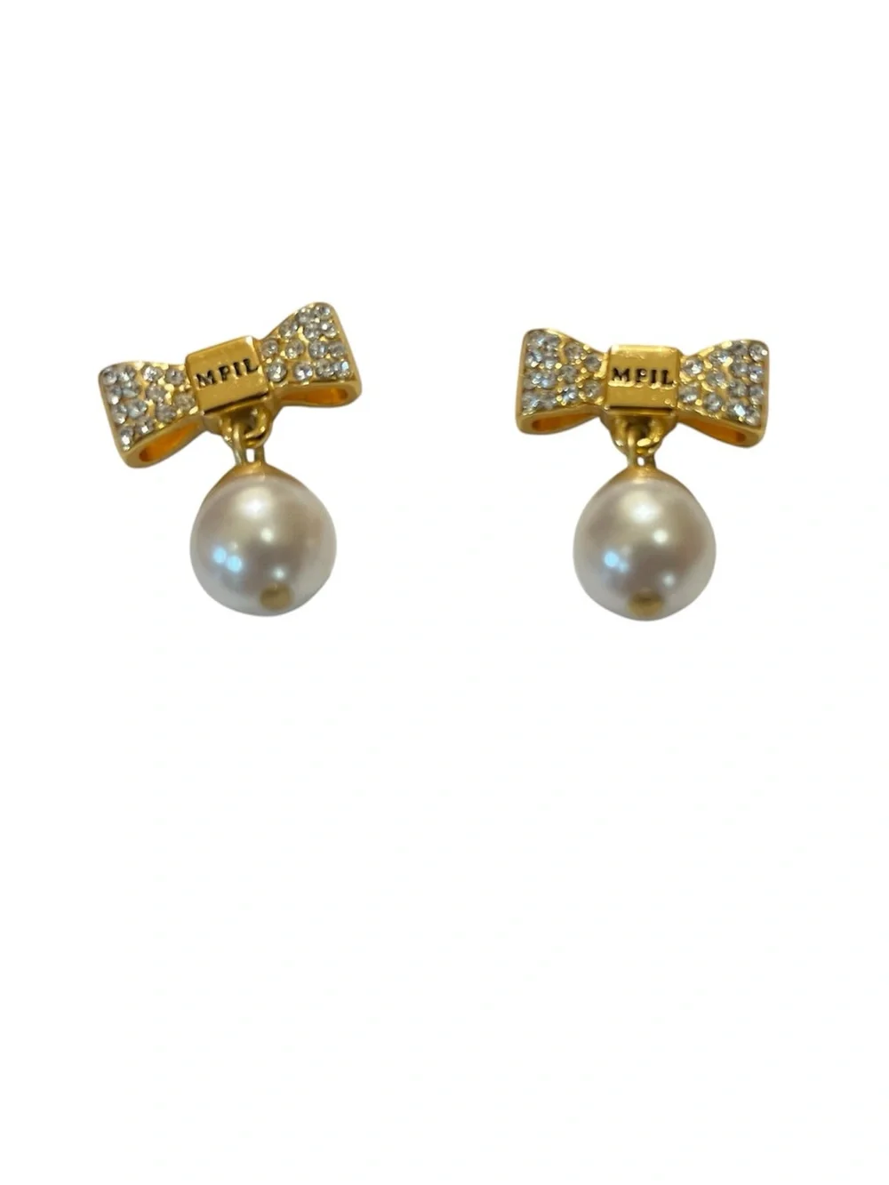 Brighton My Flat in London Gold-Tone Crystal Bow Earrings Rare Vintage Set Avail